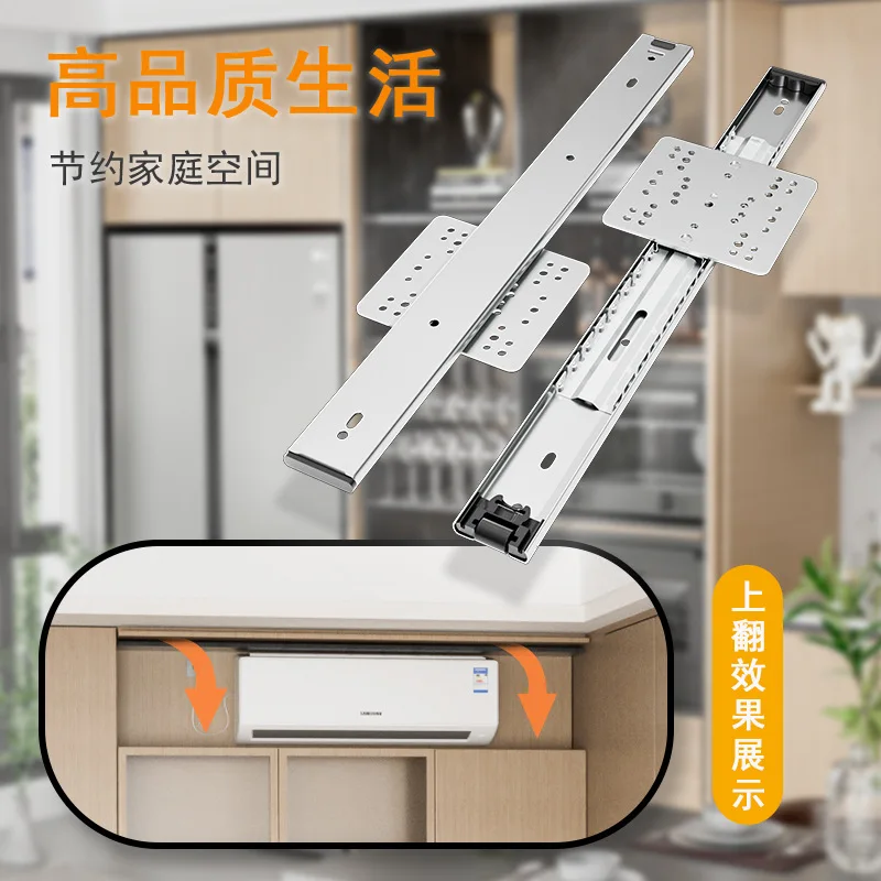 Overhead Folding Pocket Door Cabinet Slide Track Set Cold Rolled Steel Silent Telescopic Rail Two Hinges Wardrobe Installation