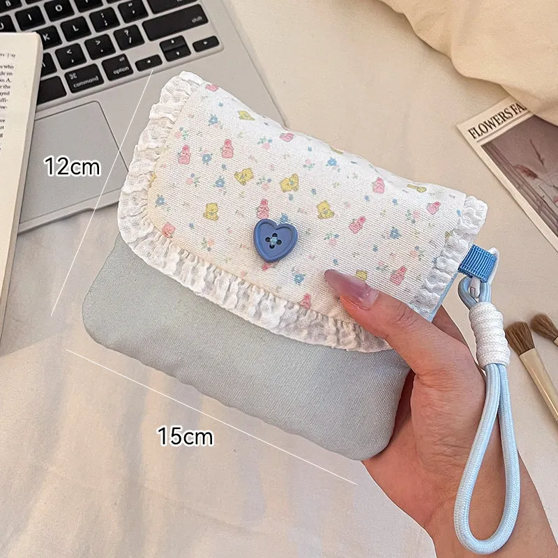 Portable Cosmetic Pouch Kawaii Cartoon Lipstick Photocard Storage Bag Girl Cloth Earphone Case for Students Adults Cute Holder view 6