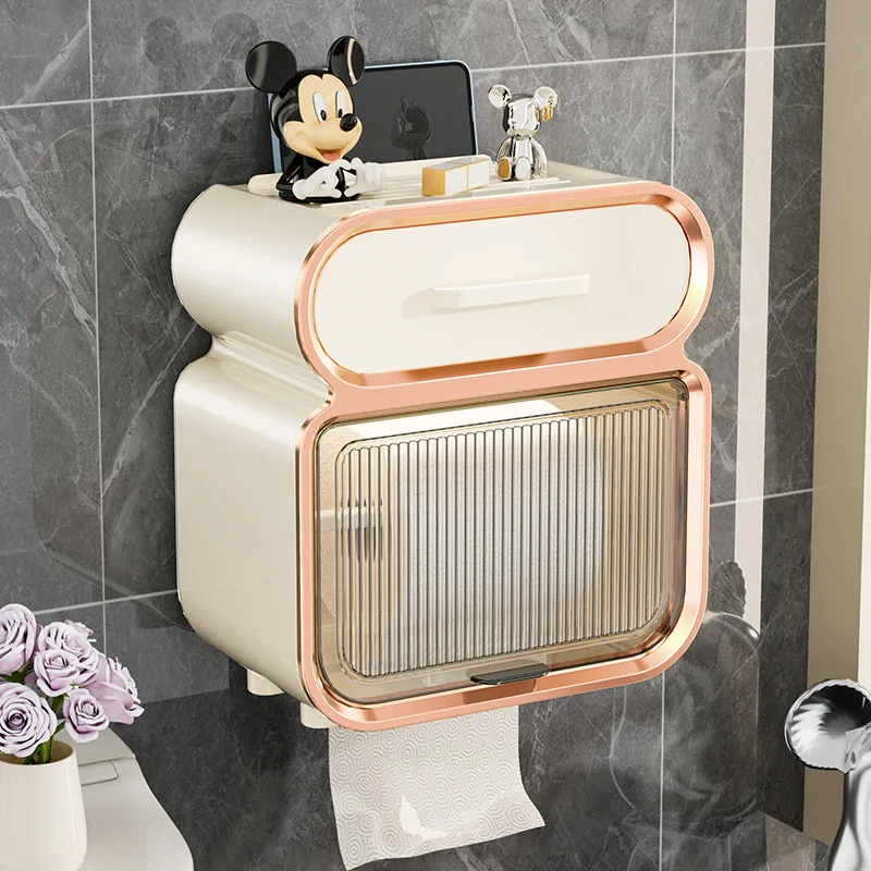 

Creative Waterproof Paper Towel Holder Toilet Paper Box Wall-hanging Non-perforated WC Paper Box Holder Bathroom Accessories