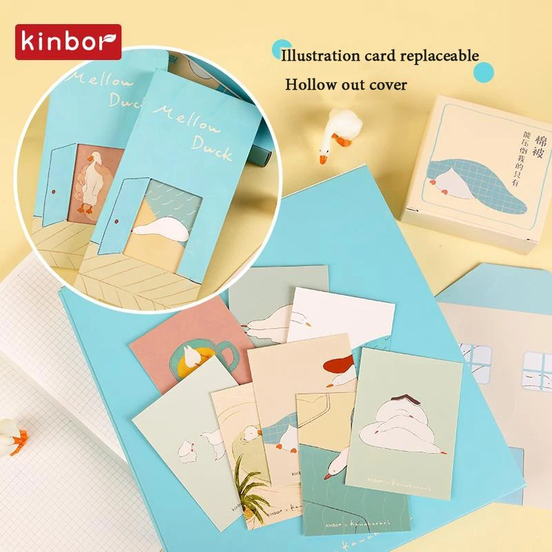 Kinbor Artist Collaboration Grid Notebook Set Mellow Duck Kawaii Stationery Suit 88 arkuszy cuadernos Christams Birthday Present