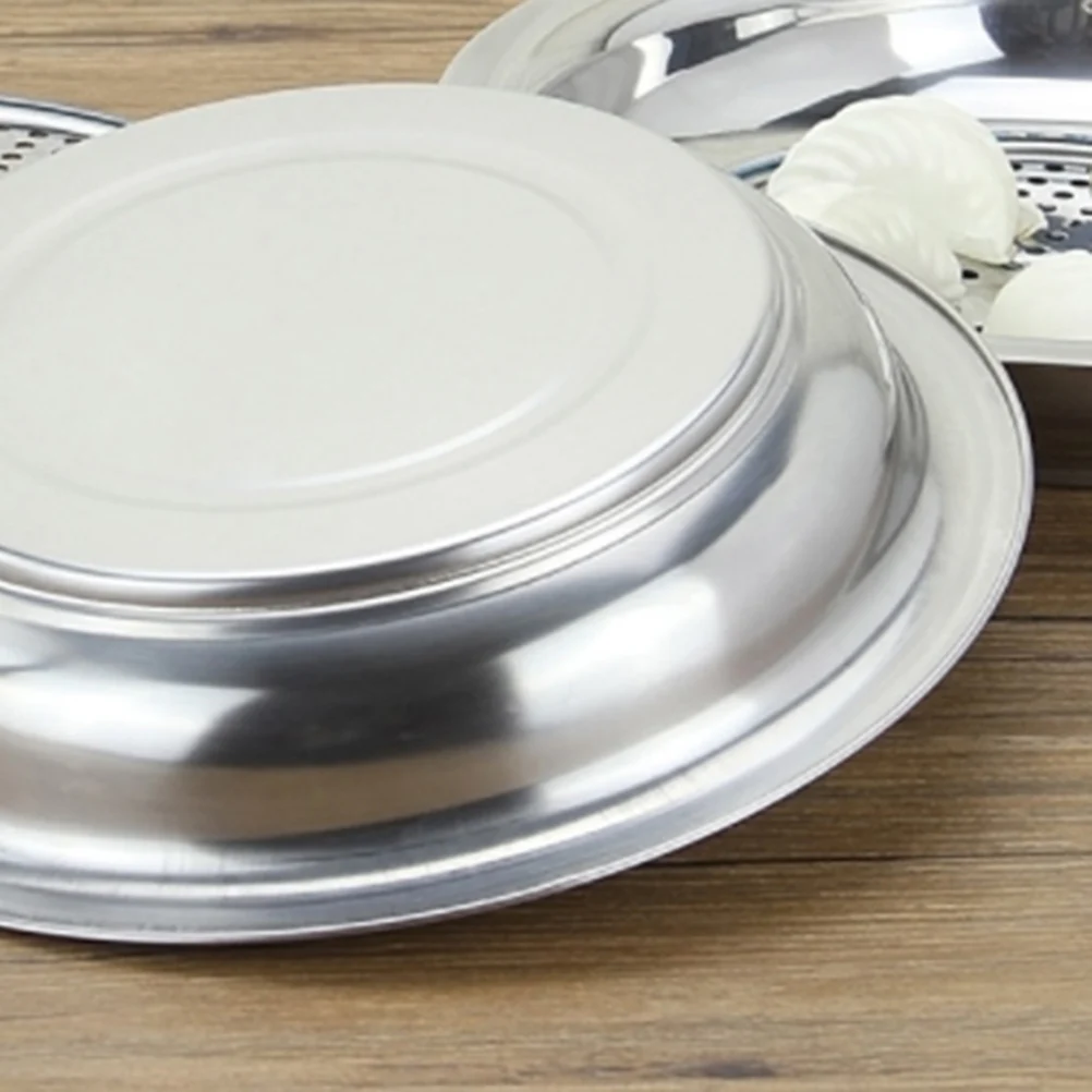 

Stainless Steel Dumpling Plate Round Double Layer Draining Tray For Fries Sushi Fruits Vegetables Multifunction Drain