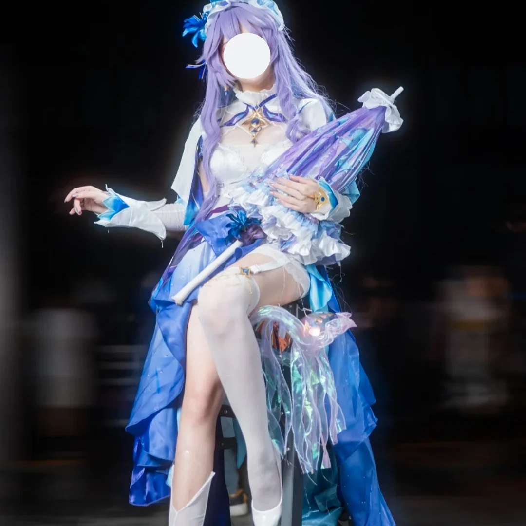 Cantarella Cosplay Costume Wuthering Waves Cantarella Full Set with Wig Parasol Flower Headpiece Set Anime Game Outfit for Women view 5