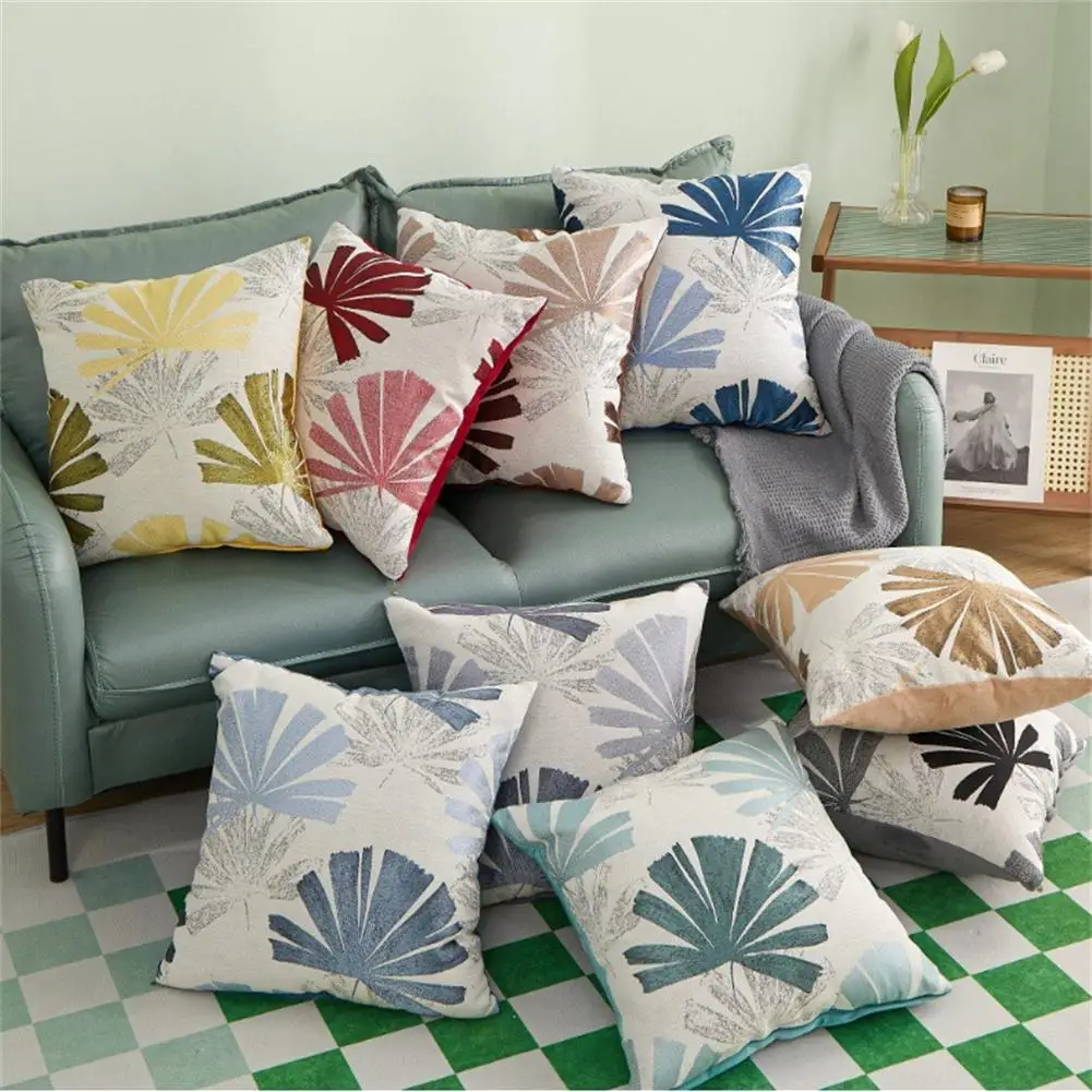 

1pc Plants Leaves Pattern Decorative Cushion Cover Pillowcase Throw Pillow Cover Sofa Car Decor Pillow Case 45 X 45cm