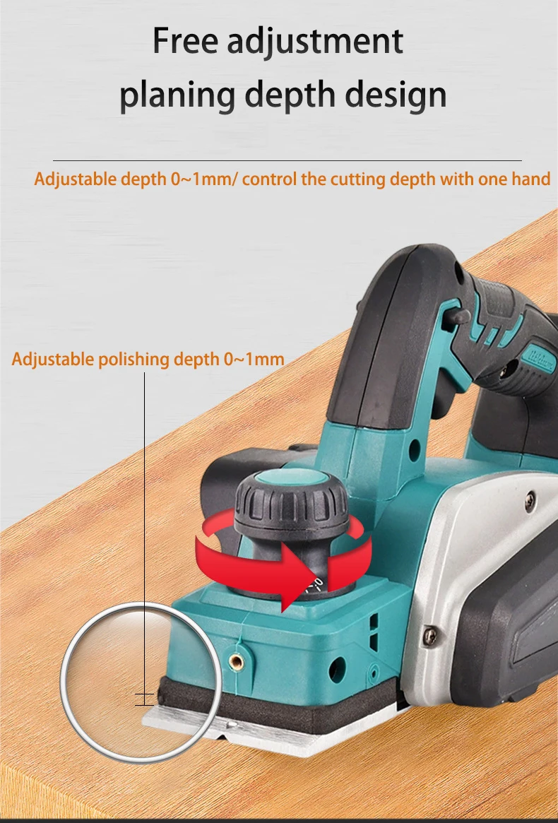 Lithium battery high-efficiency and powerful portable wood planer