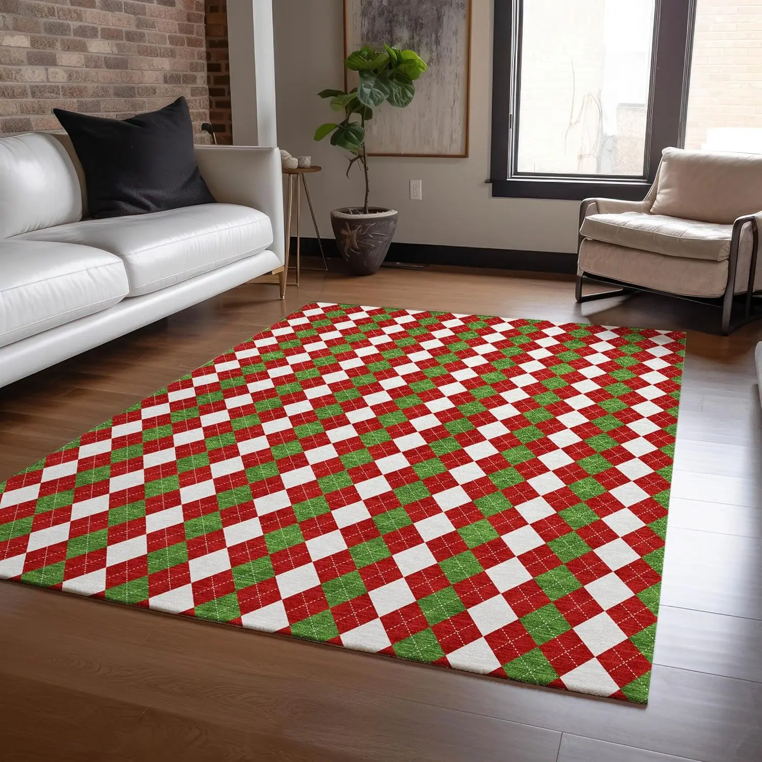 Addison Rugs Chantille Acn1812 Red 10' X 14' Indoor/Outdoor, Machine Washable, Holiday, Christmas Rug, Easy Clean, Non