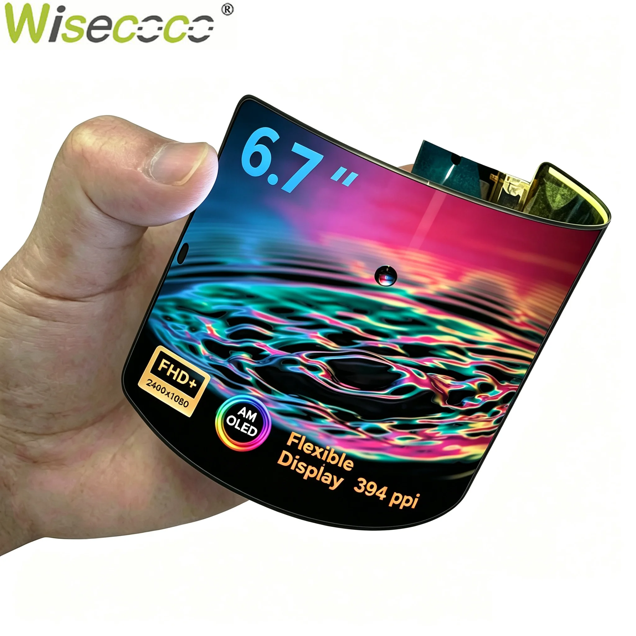 Wisecoco 6.7 Inch Flexible AMOLED Screen Kit 2400×1080 FHD 10‑bit MIPI With Driver Board For Robot Wearable DIY Electronics
