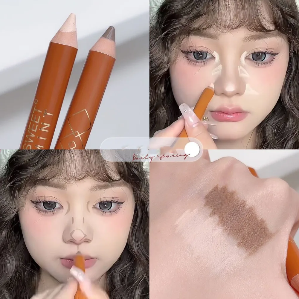 

Double Head Contouring Shading Pen Shadow Three-dimensional Highlight Stick Face Brighten Brightening Skin Concealer Pencil