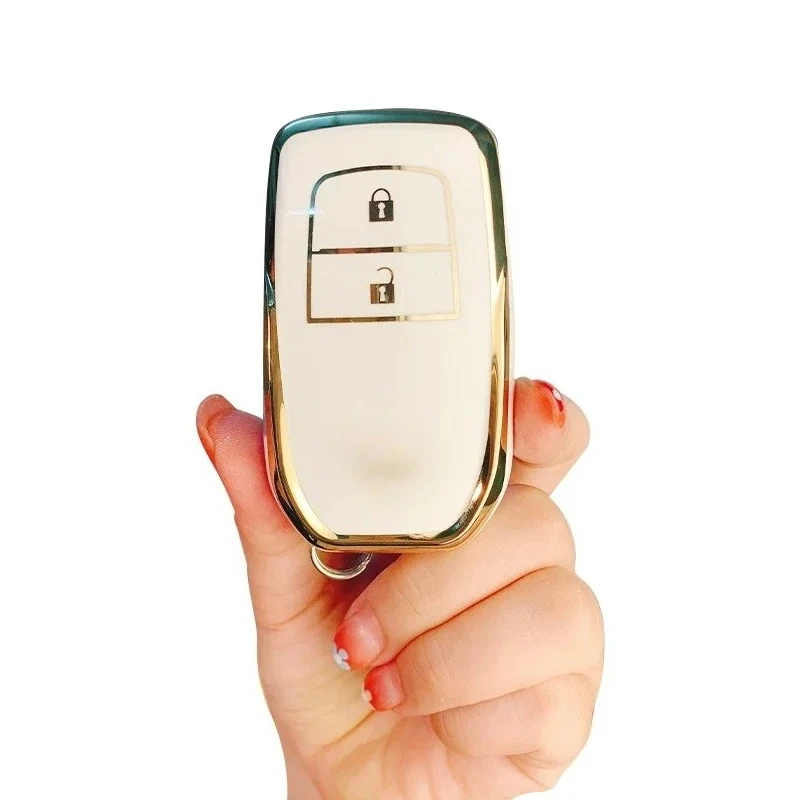 TPU Gold Edge Key Case Cover for Toyota Chr Rav4 Auris Avensis Prius Aygo Camry Corolla Land Cruiser 200 Prado Crown Shell Fob