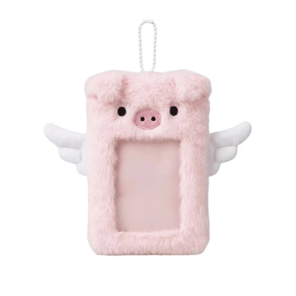 New Cartoon Animals Photocard Case Puppy/Angel Pig/Mouse Soft Fluffy Photo Card Holder Bag Keychain Cards Sleeve Students Gifts