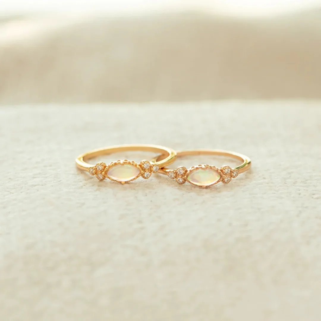 

S925 Sterling Silver Marquise Opel Zircon Ring Women's Simple Fashion Ins European and American Style Index Ring