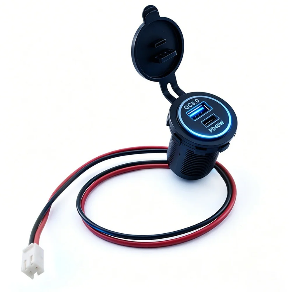 12V Dual USB Car Charger Socket With Voltage Display For QC3.0 Fast Charging Mobile Phone Power Adapter Accessory