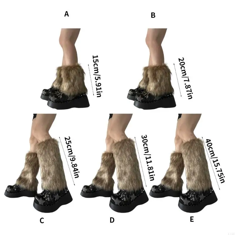 K1me Dames Faux Furs Leg Warmers Boot Winter Warm voetbedekking Y2K JK UNIFORMERDERS