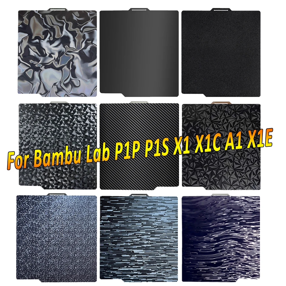 

A1 P1P PEI Plate For Bambu Lab P1S X1 X1C Build Plate Double Sided PET PEO Spring Steel Sheet for Bambulab X1 Carbon Pei Sheet