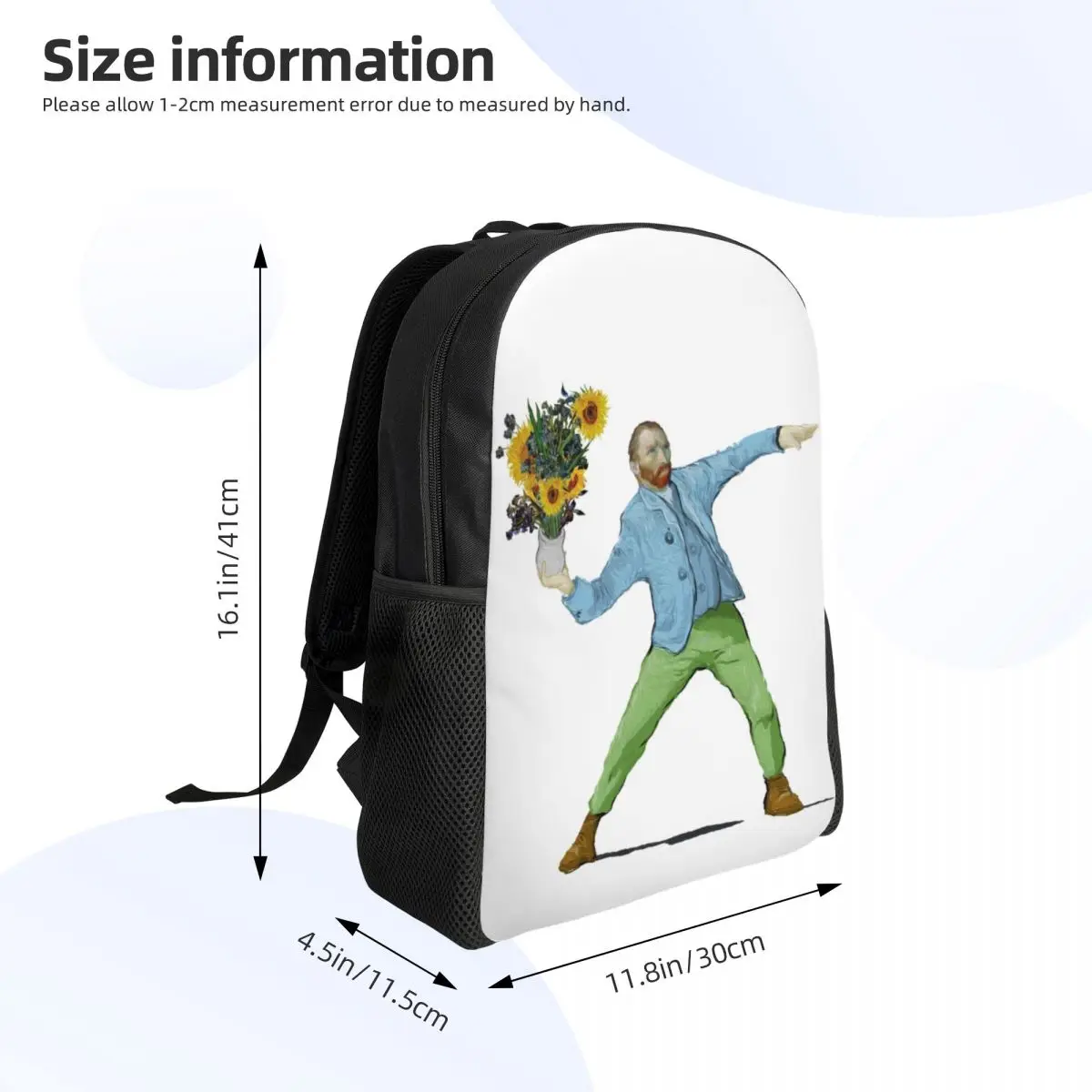 Mochila de viaje con pintura de girasoles para hombres y mujeres, bolsa de libros para computadora portátil, bolsas de día para estudiantes universitarios, Vincent Van Gogh