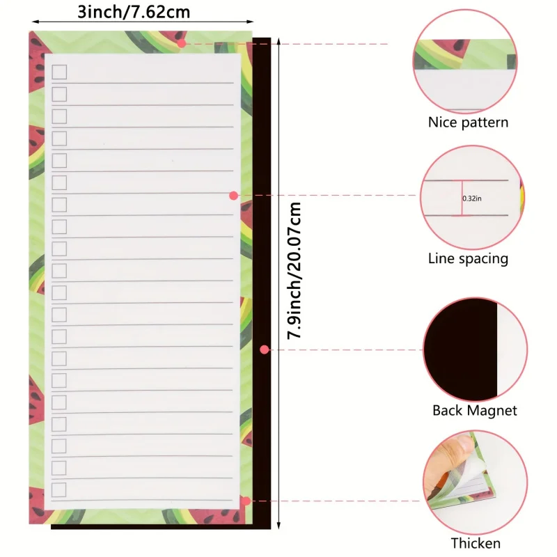 4 Pcs Magnetic Notepads for Refrigerator 60 Sheets Each Fruit Designs For Refrigerator Office Home Messages