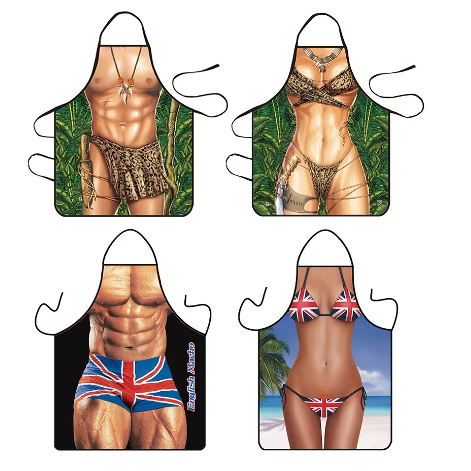 Kitchen Apron Funny Chef Cooking Gag Gift Stain-proof Creative BBQ Cleaning Baking Party Aprons for Men Women