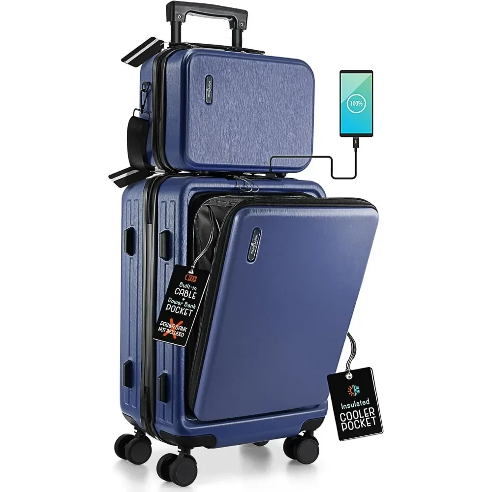 Carry On Luggage, Carry On Suitcase with Wheels, Durable Luggage ,Navy Small Suitcase, Hard-shell Cosmetic  Carry-on Luggage