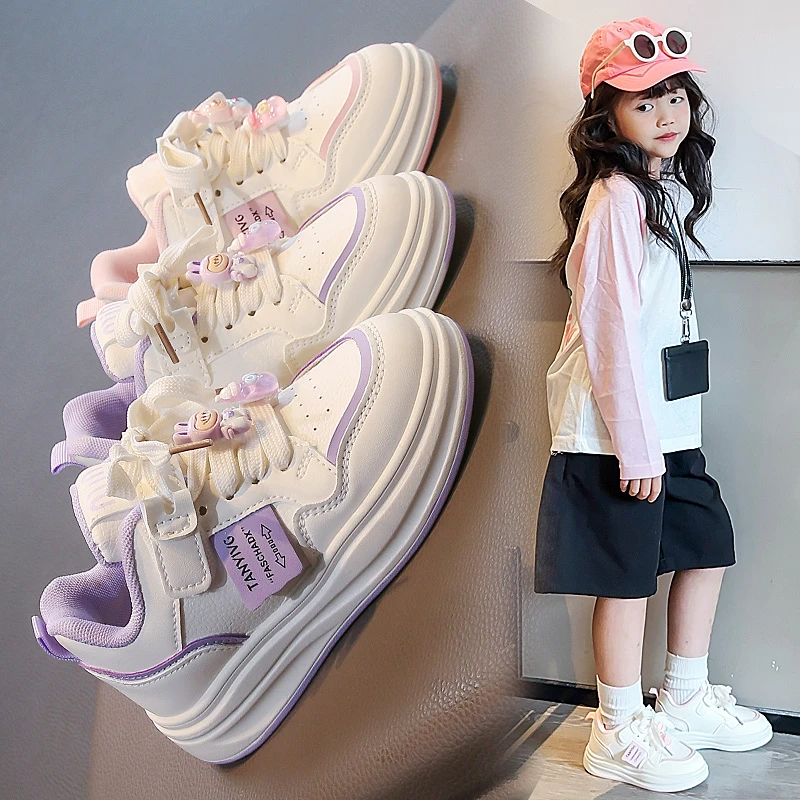 

Новые модные детские кроссовки 2026 года: белые, для девочек, удобные, для бега, весенние, для школьников, милые повседневные туфли для детей