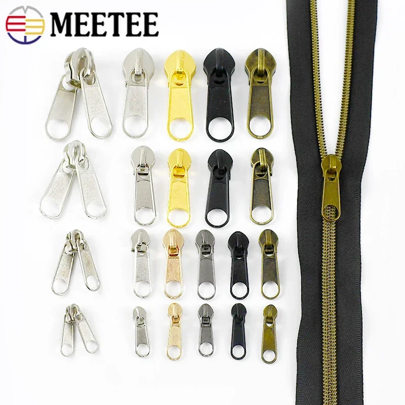 

20/50Pcs Meetee 3# 5# 8# 10# Nylon Zipper Slider Single Double Zippers Puller for Clothes Zip Head Repair Kit Sewing Accessories