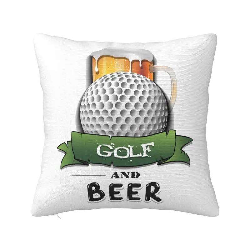 Golf Ball And Beer Cushion Cover 55x55 cm Polyester Velvet Throw Pillow Case For Sofa Chair Home Decoration Pillowslip