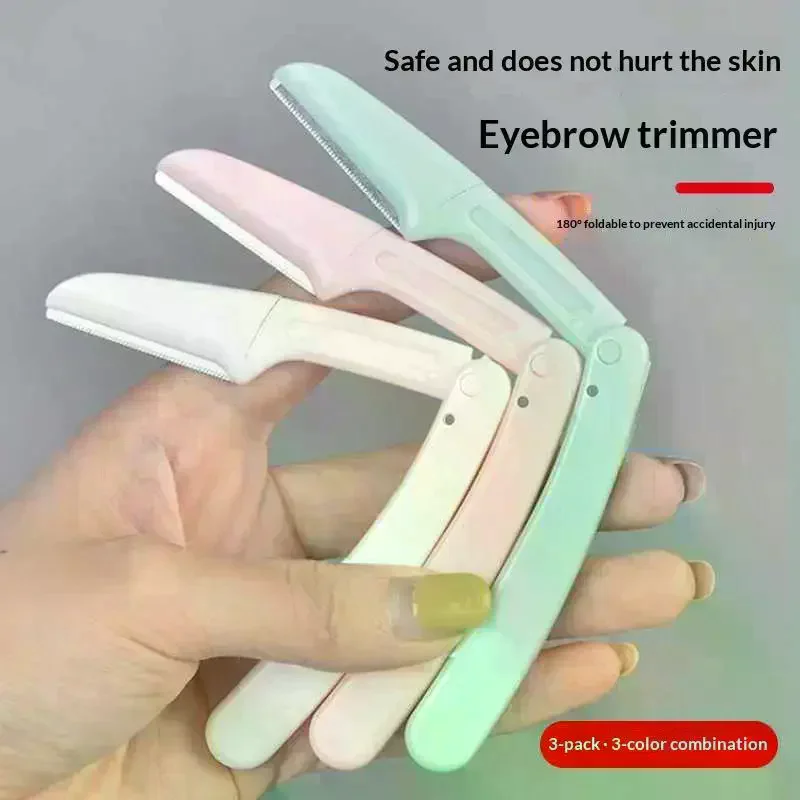 3PcS Safe Folding Ladies Face Shaver Eyebrow Trimmer Blade Anti-Scratch Razor Makeup Tools Eyebrow Trimmer Face Razor