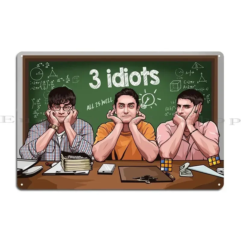 Aal Izz Well 3-idiots Fanmade Poster doodle mashup Inkt Metal Plaque Character Wall Cave Living Room Classic Tin Sign Poster