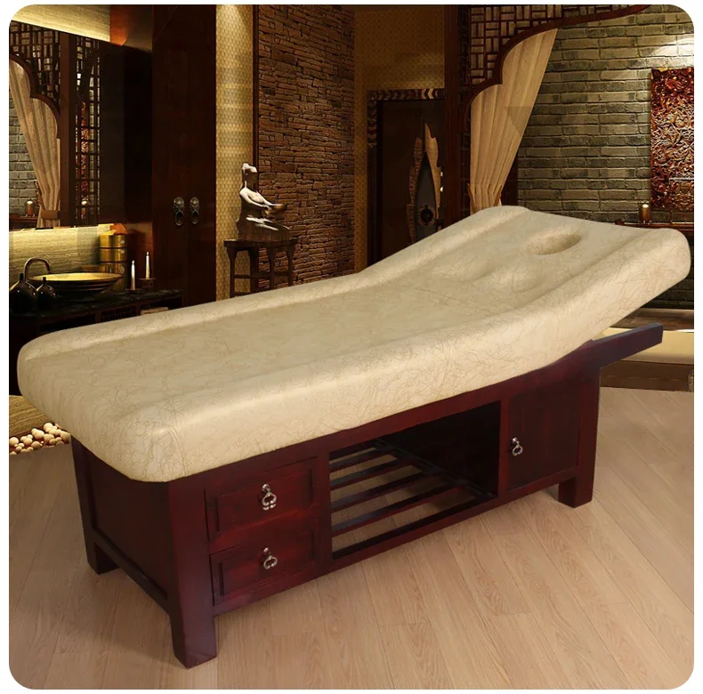 Solid wood beauty bed high-grade beauty salon massage bed massage bed folding home physiotherapy bed spa bed latex