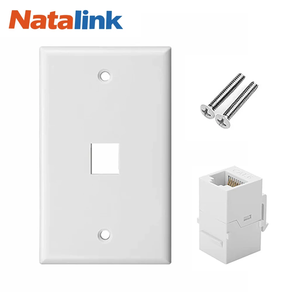 Natalink 1Pack Cat 6 Ethernet Wall Plate, Ethernet Wall Plate Female-Female Removable Compatible with Cat6/5/5e Ethernet Devices