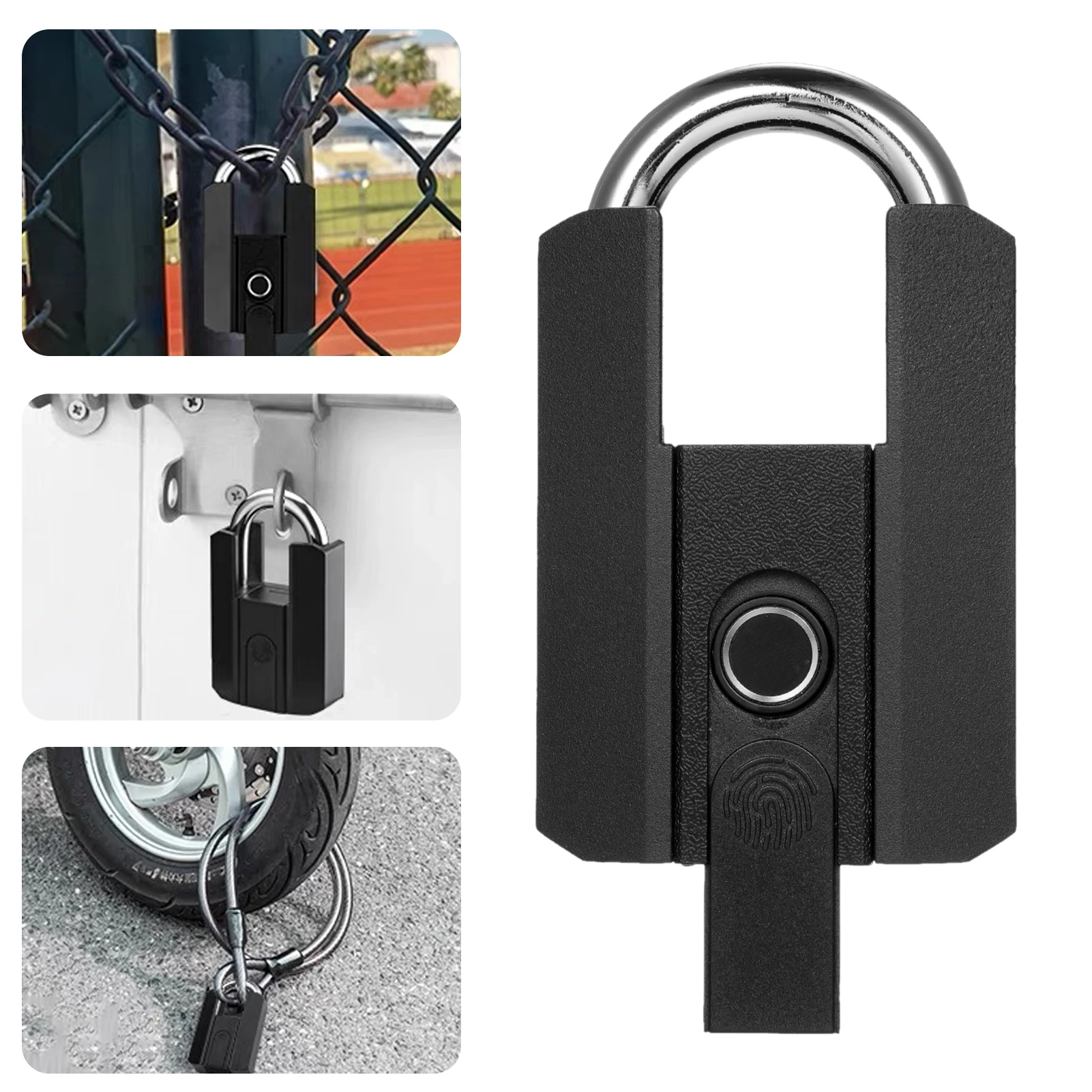 Heavy Duty Fingerprint Padlock with APP Waterproof Smart Lock with Key for Warehouse Outdoor Gate Rechargeable Smart Padlock