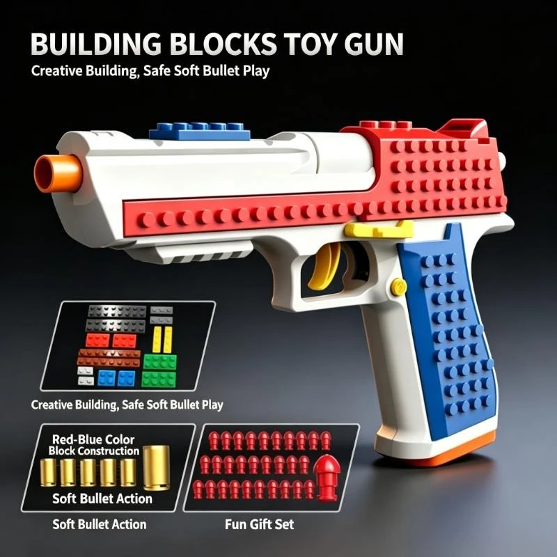 Diy Assembly Building Block Set Mechanical Shell‑Ejecting Model Educational Toy For Boys Desktop Collection Display