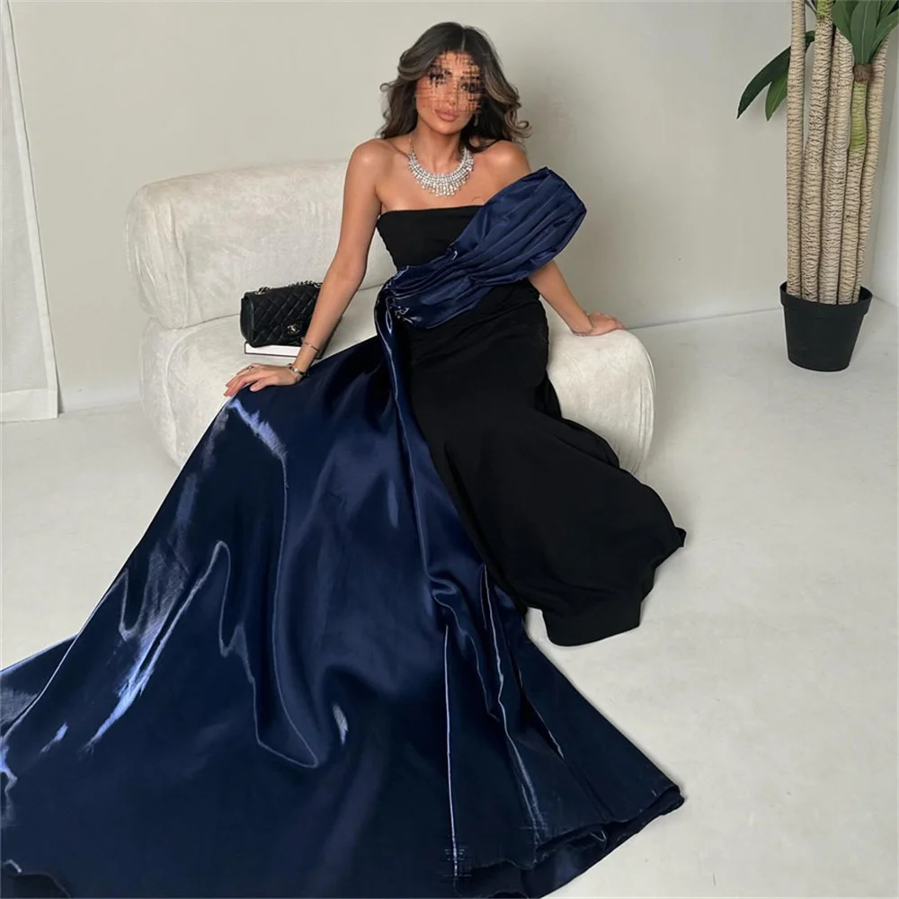 ROYET Pleat Strapless Sleeveless Long Mermaid Formal Evening Dress Vintage Elegant Floor Length Sweep Train Prom Woman Dress