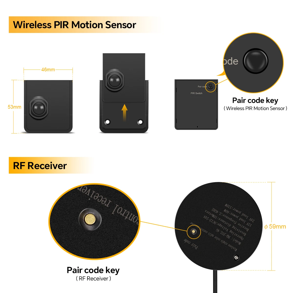 Smart Dual PIR Motion Sensor COB LED Light Strip 24V Solid Neon Self-Adhesive Waterproof Tape For Stairs, Corridor,Bed Room Lamp - view 5