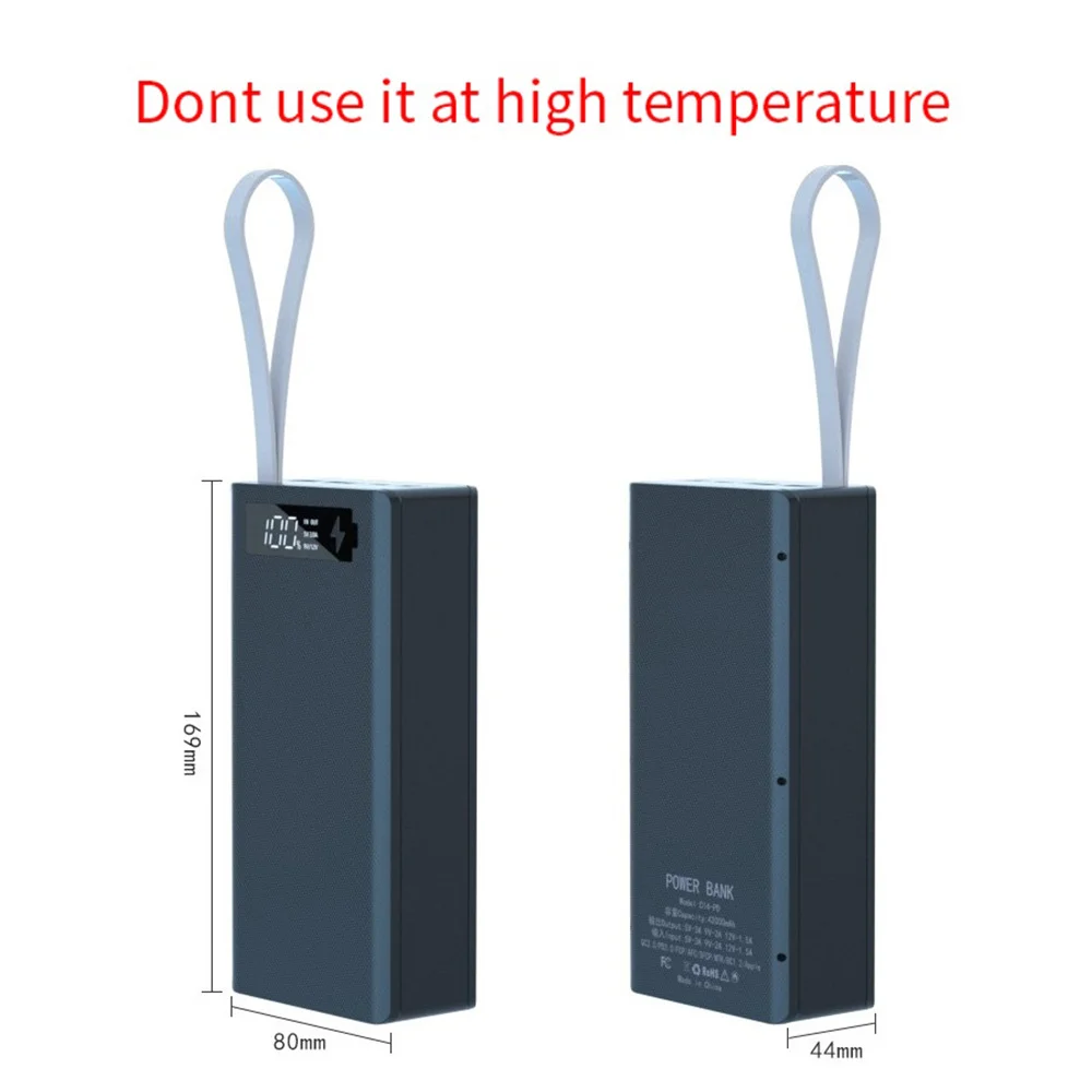 14X 18650 صندوق تخزين البطارية PD شحن سريع لحام مجاني لتقوم بها بنفسك علبة بنك الطاقة 18650 صندوق حامل البطارية، أسود