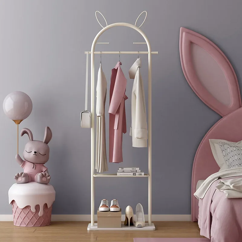 Light luxury coat rack Indoor Internet celebrities enter the door Children's mobile hanger Floor bedroom Home living room Simp