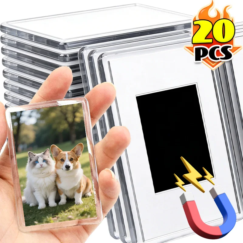 Transparent Magnet Photo Holders Clear Acrylic Photo Frames DIY Blank Magnetic Display Holder Refrigerator Picture Insert Holder