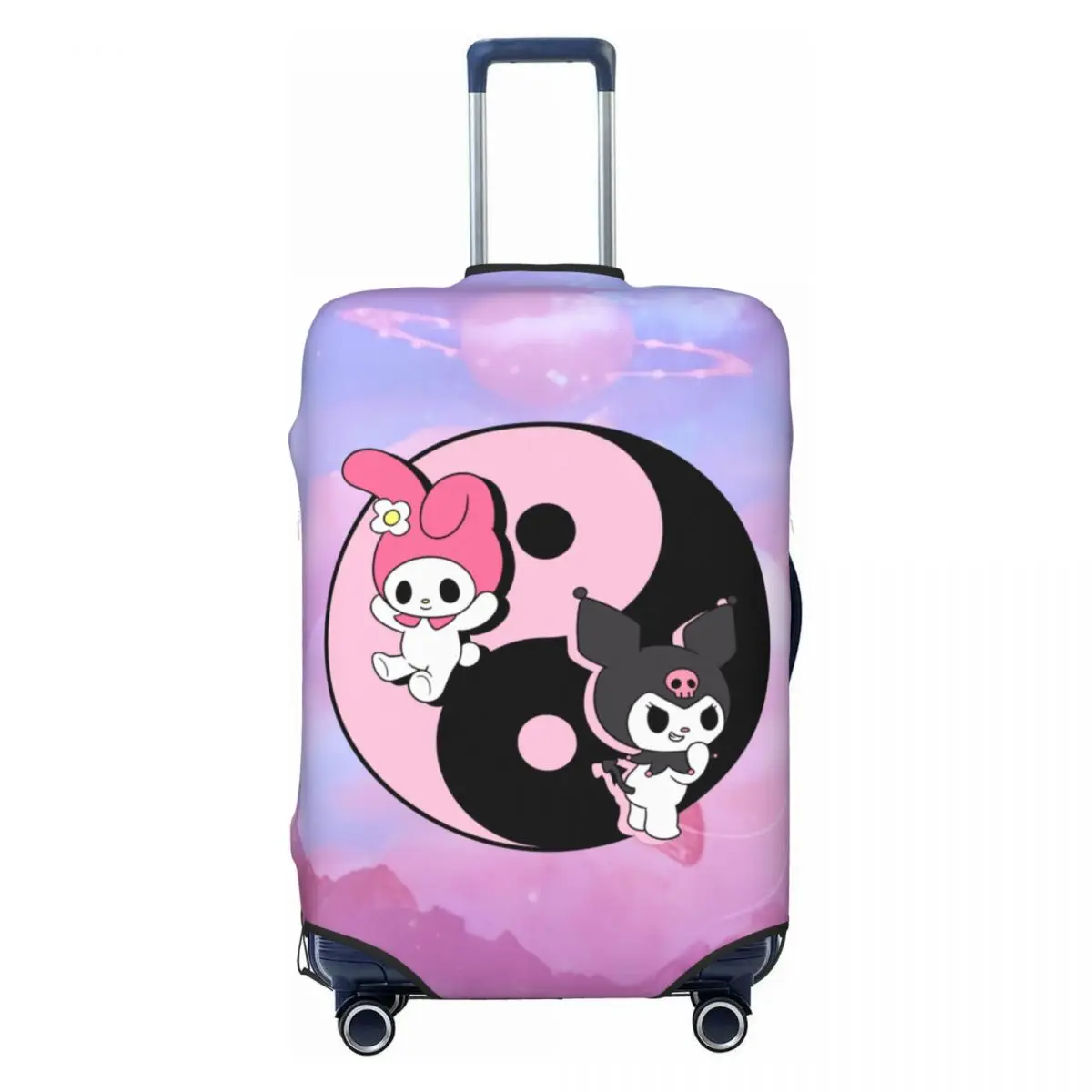 

Yin Yang Kuromi And Melody Travel Luggage Cover Elastic Cute Bunny Suitcase Cover Protector Fit 18-32 Inch