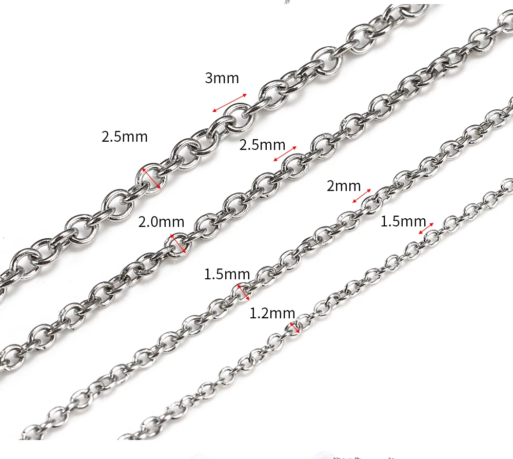 2 Meter 1,2/1,5/2,0/2,5 mm goldfarbene O-förmige dünne Kette aus Edelstahl für Armbänder, Halsketten, DIY-Schmuckherstellungszubehör – Detail 3