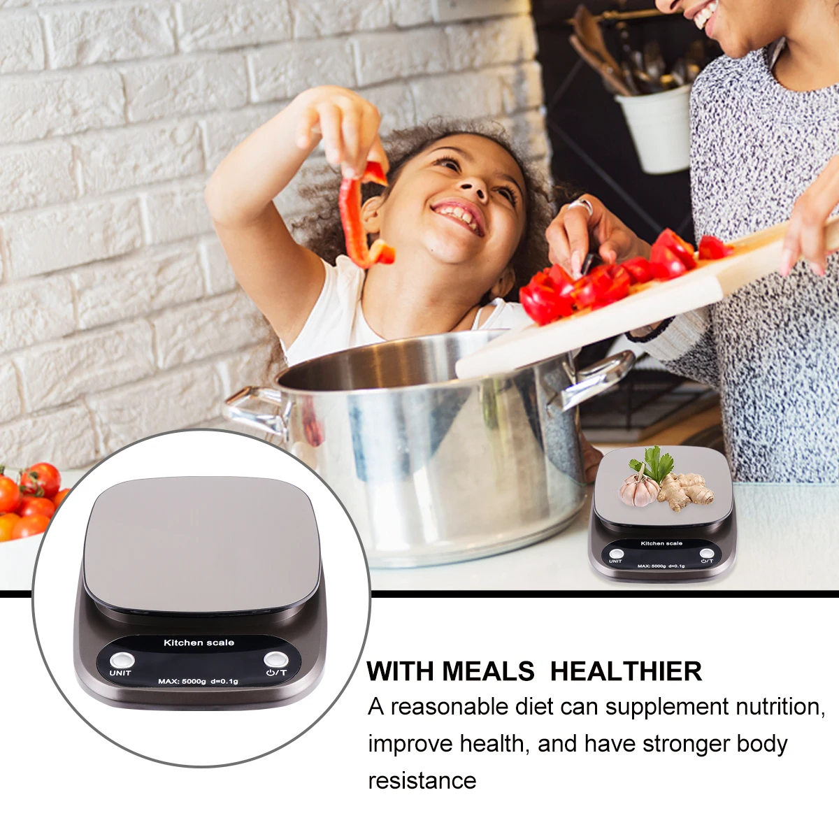 

1PC 5kg/0.1g Kitchen Scale Stainless Steel Accuracy LCD Display Digital Scale Measurement Tool No (Grey)