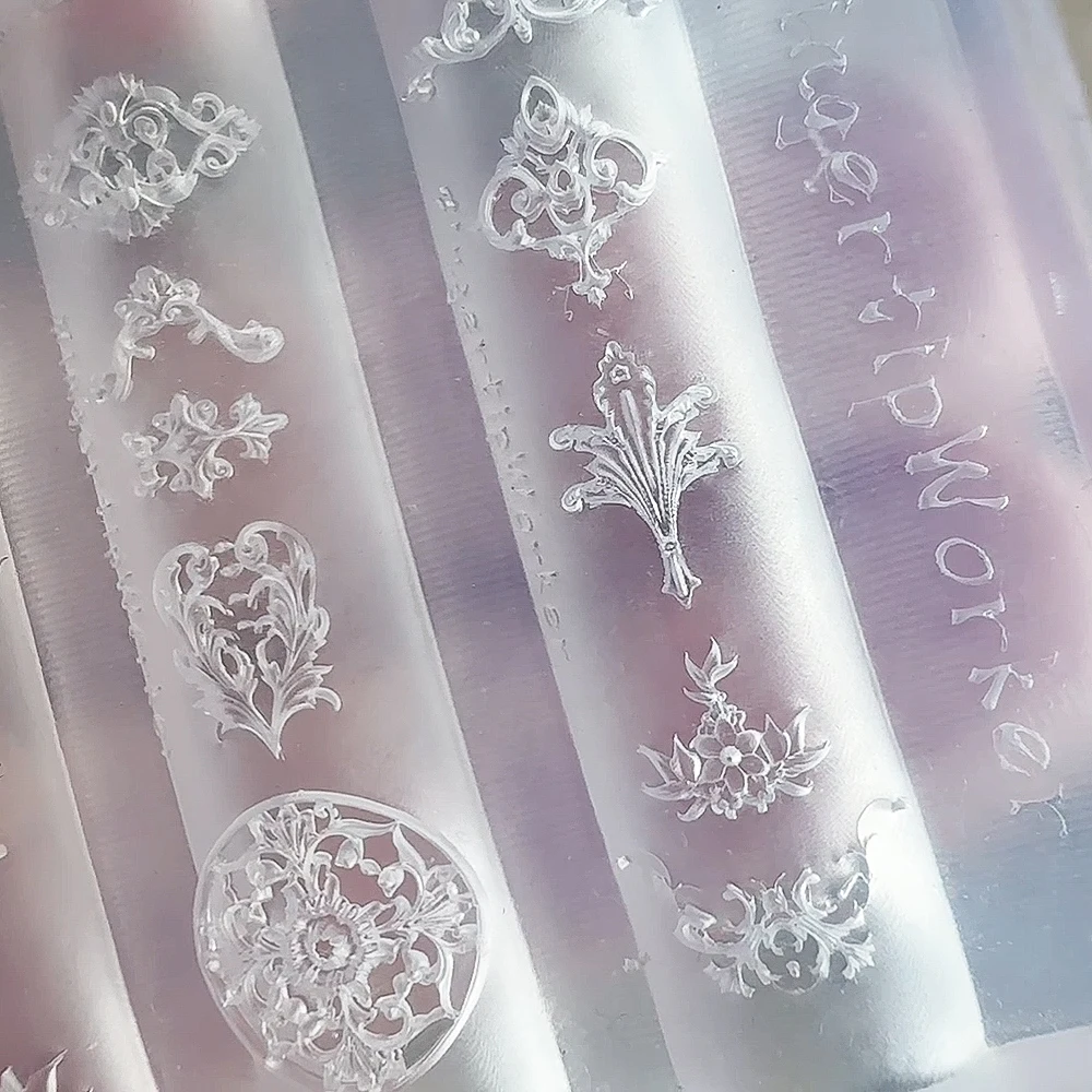 1 قطعة الرجعية الباروك الحدود مسمار قوالب الإطار مزهر نافذة سيليكون قوالب الأظافر DIY بها بنفسك اليورو الأمريكية الفاخرة مسمار السحر الإستنسل #3