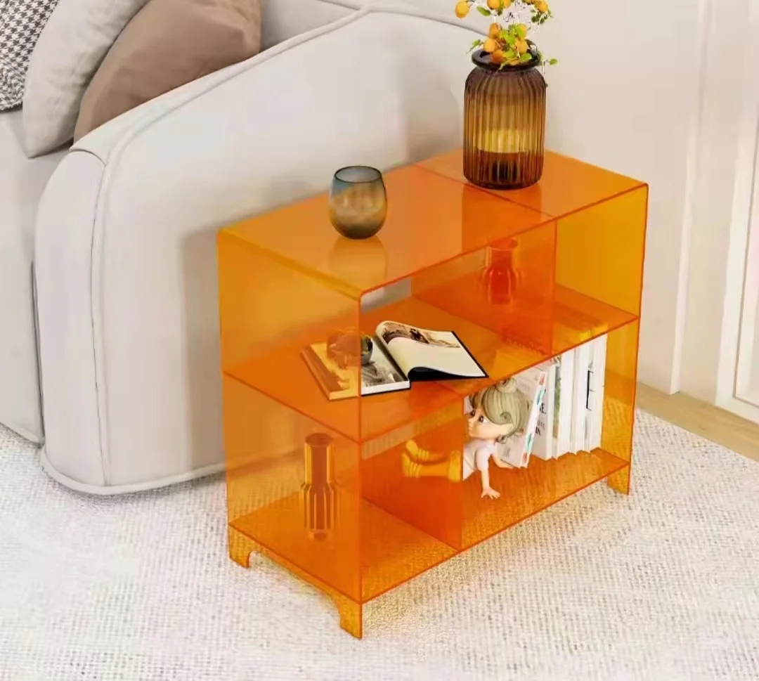 Modern Bedside Table with Additional Shelf, 2 Layers, Safe Nightstand