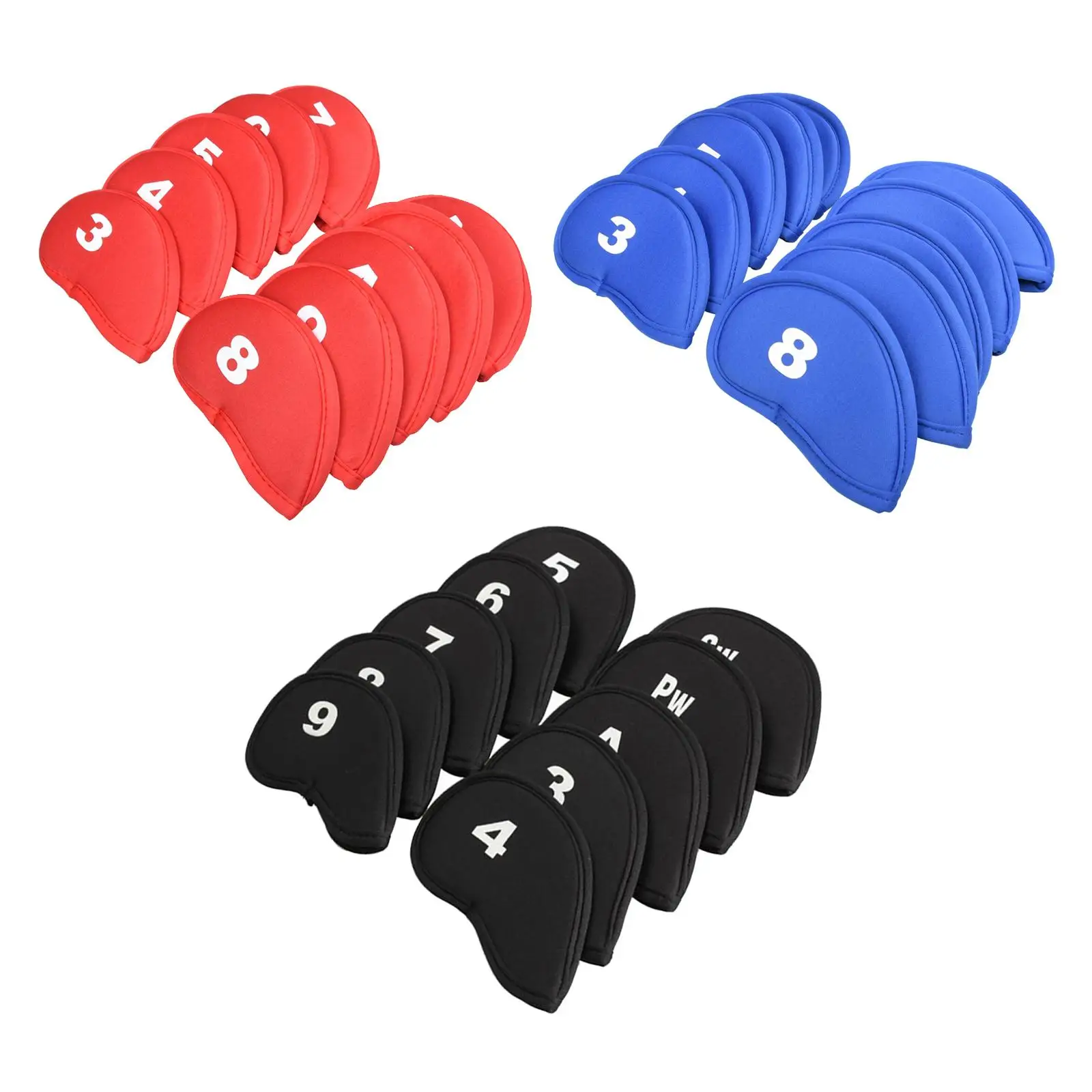 10Pieces Golf Covers, Thicken Golf Club Kopfbedeckung 3,,,,7,8,9,A,Sw,Pw