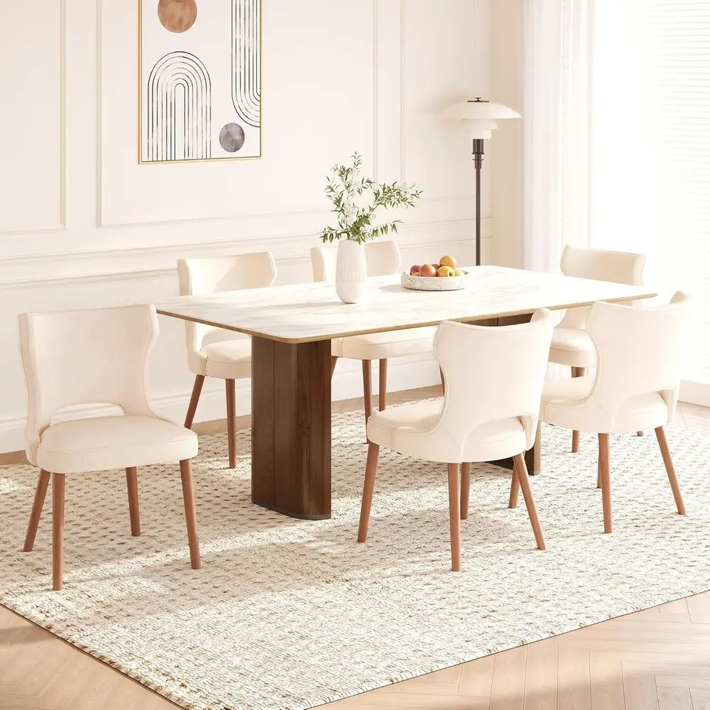 

Набор из 6 обеденных стульев из массива дерева с бежевыми мягкими сиденьями для кухни и кафе