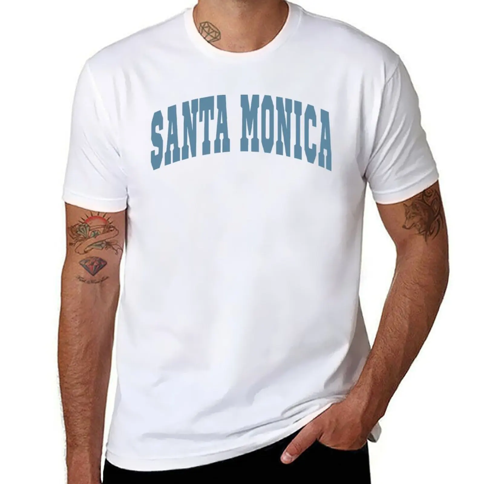 

Santa Monica Varsity Lettering Design T-Shirt man t shirt graphic t shirt man luxury cotton t shirts high quality T-Shirt