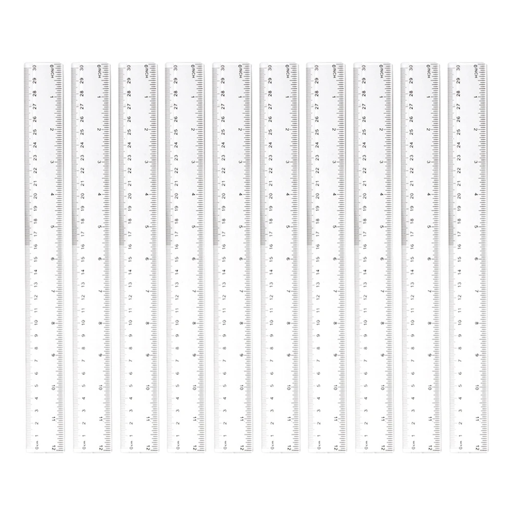 

20 Pcs Clear Plastic Rulers 12 Inch Metric High Strength School Office Supplies Student Drawing Tools