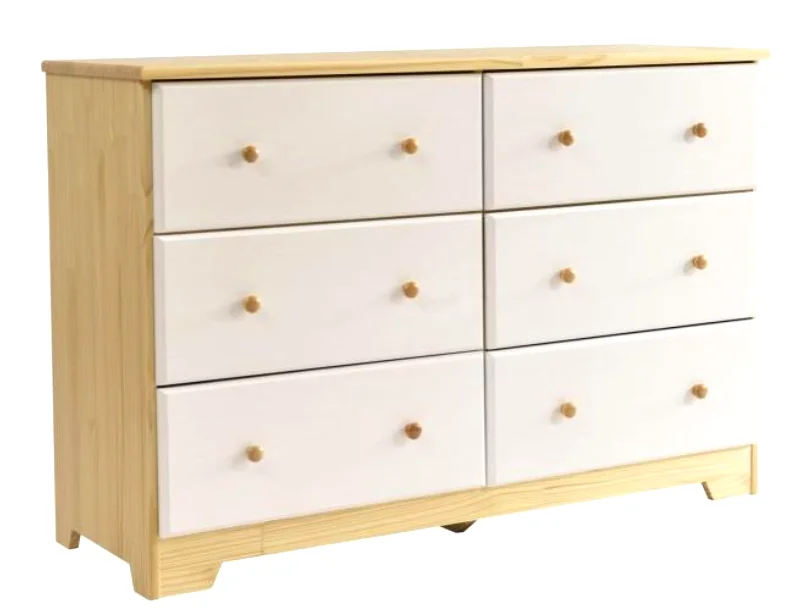xx-Home Products Natural & White Wood 6 Drawer Dresser for Bedroom*