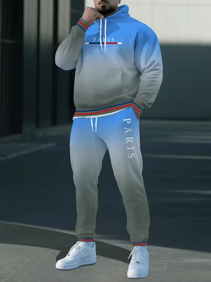 

Autumn and Winter Men Hoodie Set Sports Set PARIS Letters Print Hoodies 2 Pac Set Tracksuit Sets Comfortable Hoodies Suits