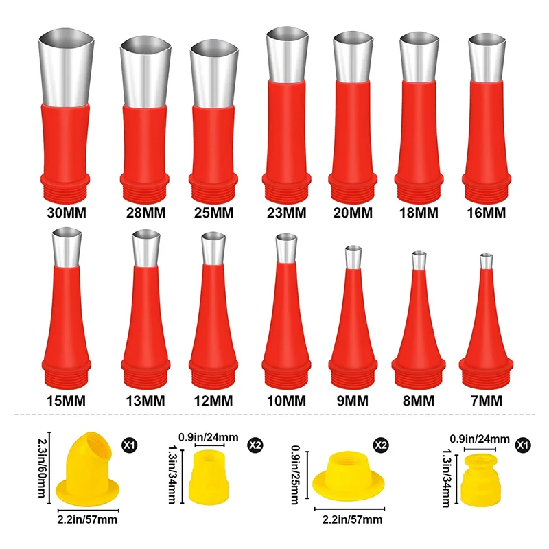 Reutilizável aço inoxidável calafetagem bocal, Silicone Finisher Set, Calafetagem Tool Kit, Calafetagem Dicas Set, 20 pcs