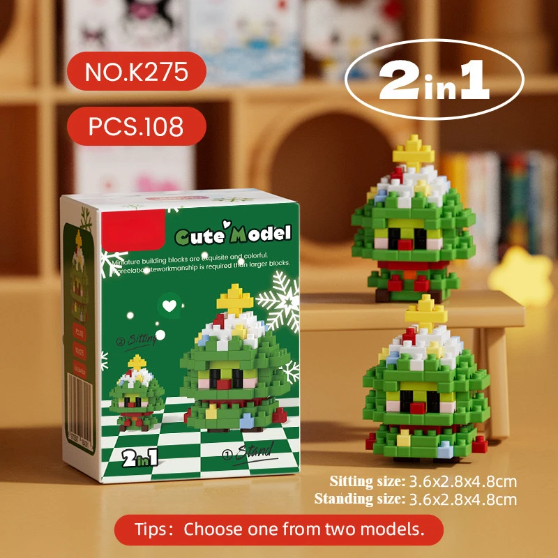 Papai noel micro partículas blocos de construção dos desenhos animados boneca montagem brinquedo diy mini bloco de construção presente natal