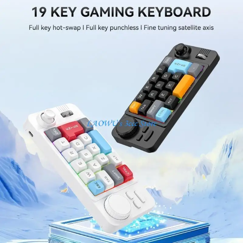 

Y8AD Illuminated 19 Mini Gaming Keyboard Customizable and Double Macroed Wheel