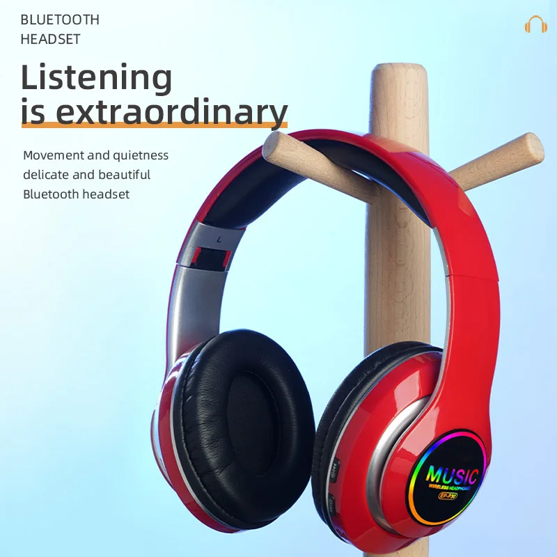 

Bluetooth Headset Support TF Card Wired Connection RGB Light Effect Rechargeable Microphone Phone Computer Universal Headset